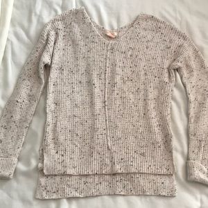 Cream cable knit v neck sweater